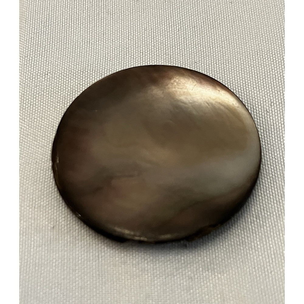Vintage Smokey Mother of Pearl Large 1.5" Button Metal Shank Retro Gray Shell